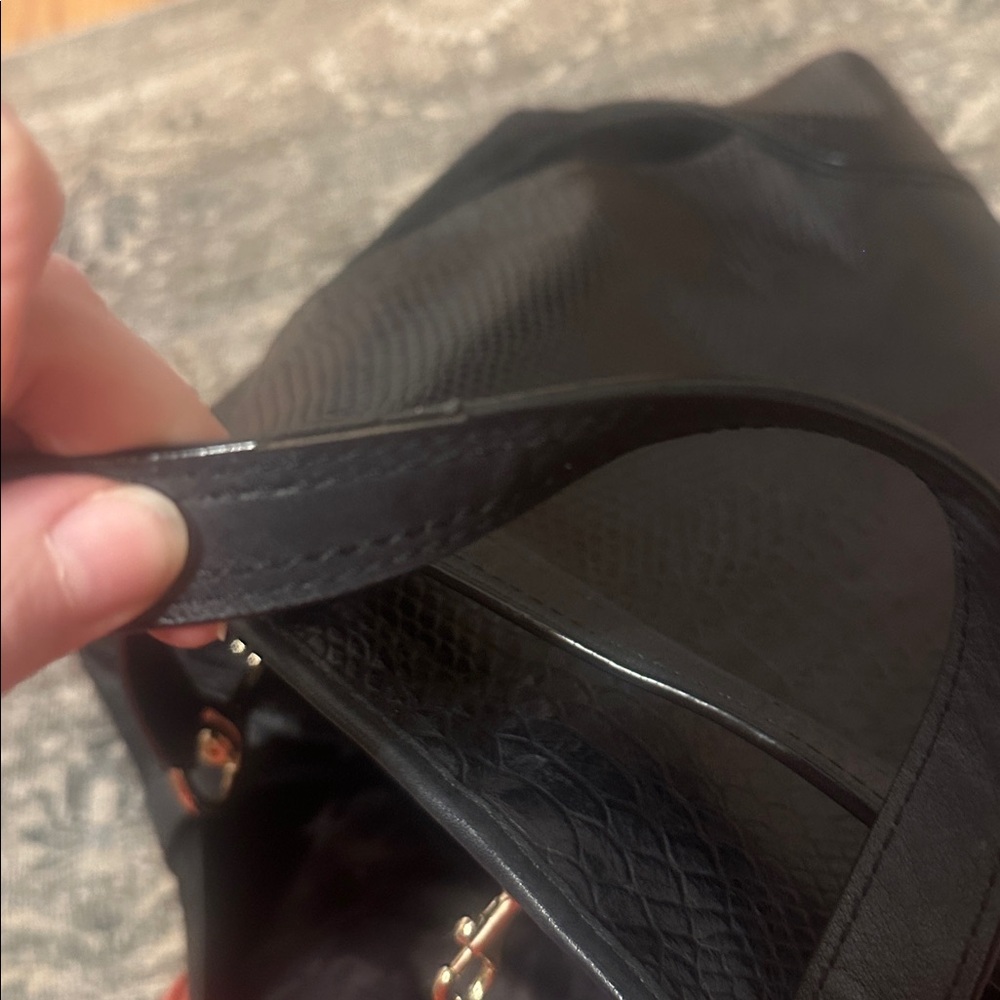 Coach Hadley XL Tote in Black Python Embossed Leather & Suede - Picture 8 of 11